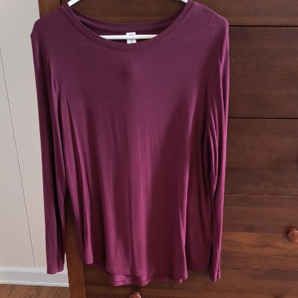 Old Navy Maroon Luxe Long Sleeve Shirt, Size M
